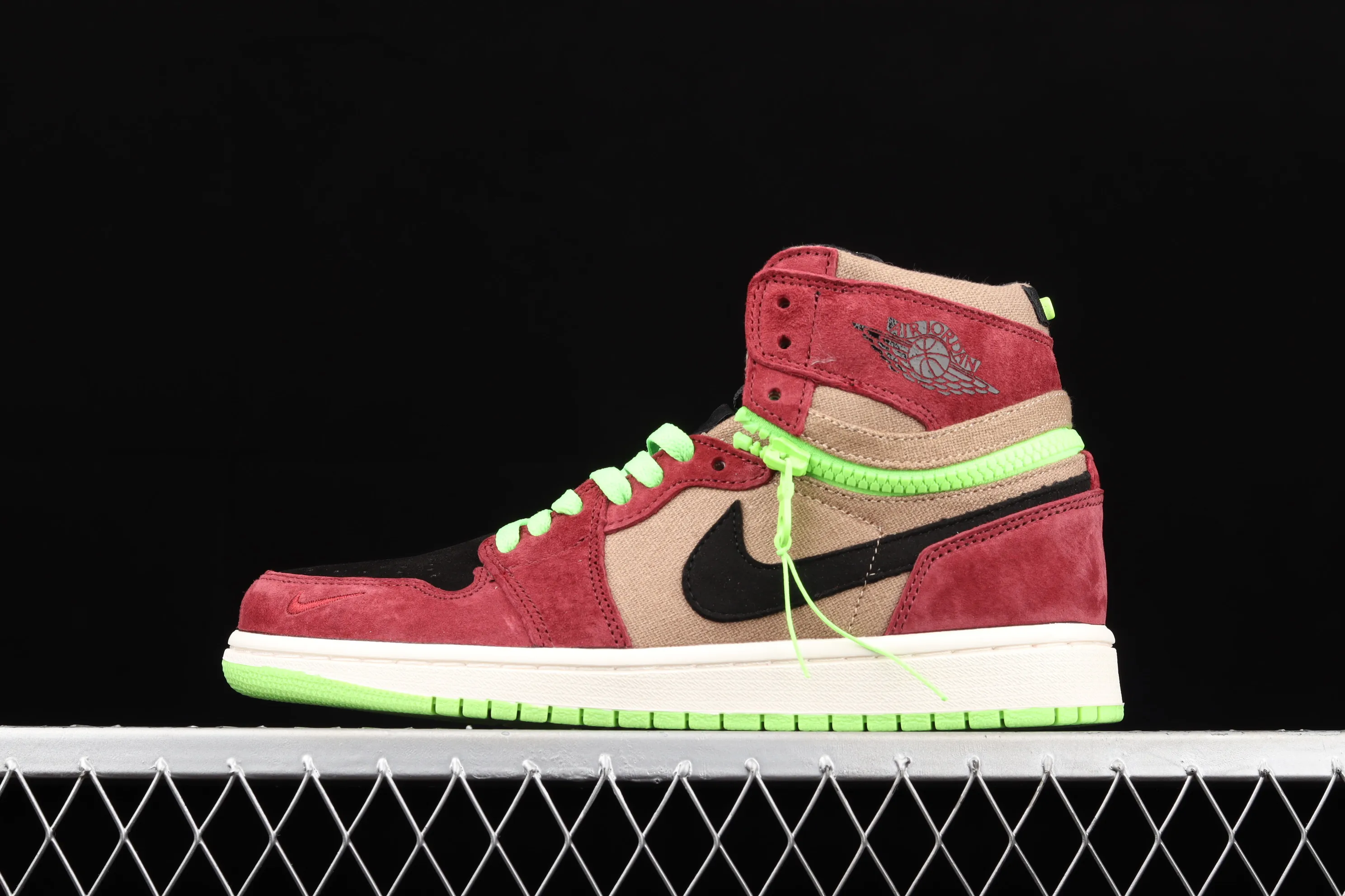 All categories Air Jordan Jordan series basketball shoes Air Jordan 1 High Z version Air Jordan 1 Switch AJ1 Joe 1 dark red zipper high-top cultural basketball shoes CW6576-600
